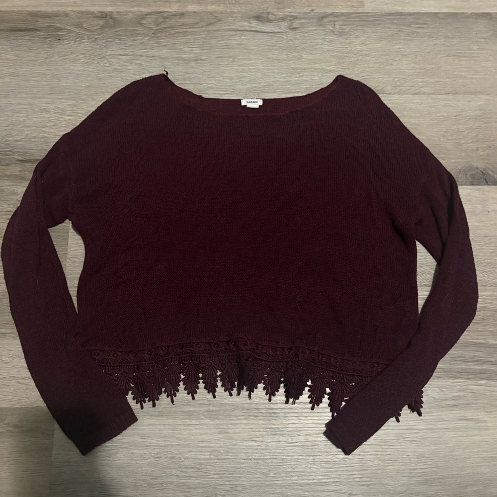 Garage Sheer Knit Detail Long Sleeve